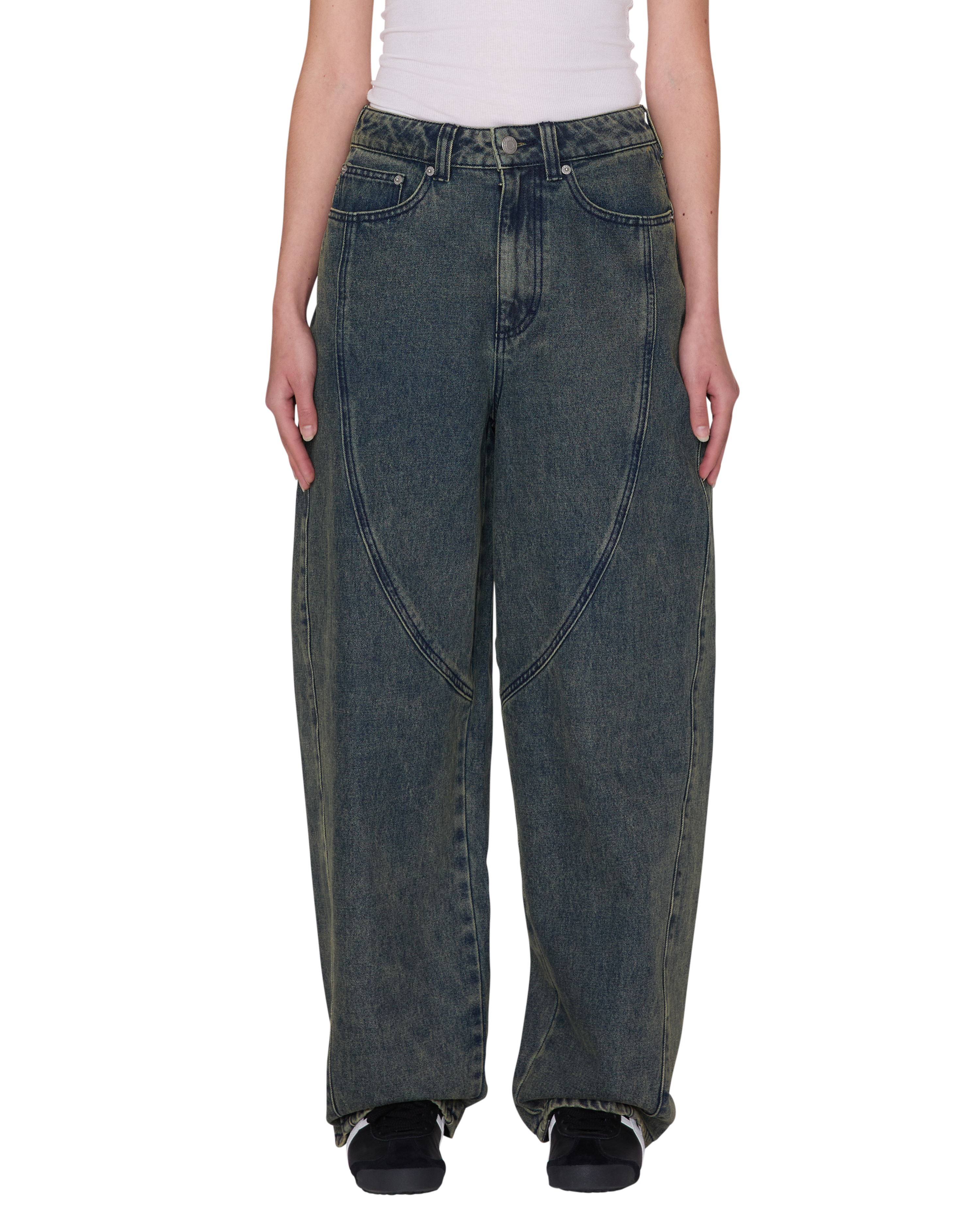 Obey Nana Denim Yellow Tint Wash Damen Baggy Jeans blau gelb